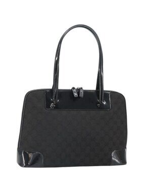 GUCCI GG Canvas Tote Bag Black Gold 002 1122 3444